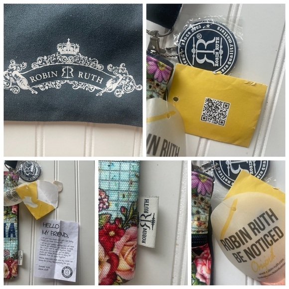 Robin Ruth Crossbody Bag Purse California Blue Floral NWT Small Canvas statement - Picture 6 of 8